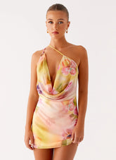Bohemian Bliss Mesh Mini Dress - Sunburst Floral