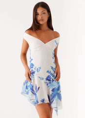 Alma Mini Dress - Blue Floral Print