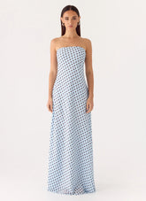 Chaniva Maxi Dress - Blue Mocha Dot