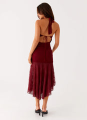 Burnout Midi Dress - Maroon