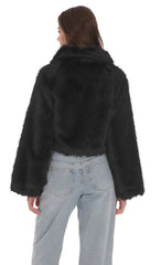 Faux Fur Cropped Jacket in Black