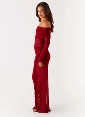 Teala Mesh Maxi Dress - Red