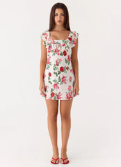 Malina Mini Dress - Ivory Bloom