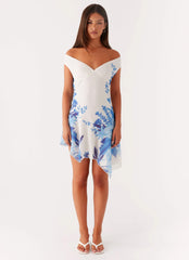 Alma Mini Dress - Blue Floral Print