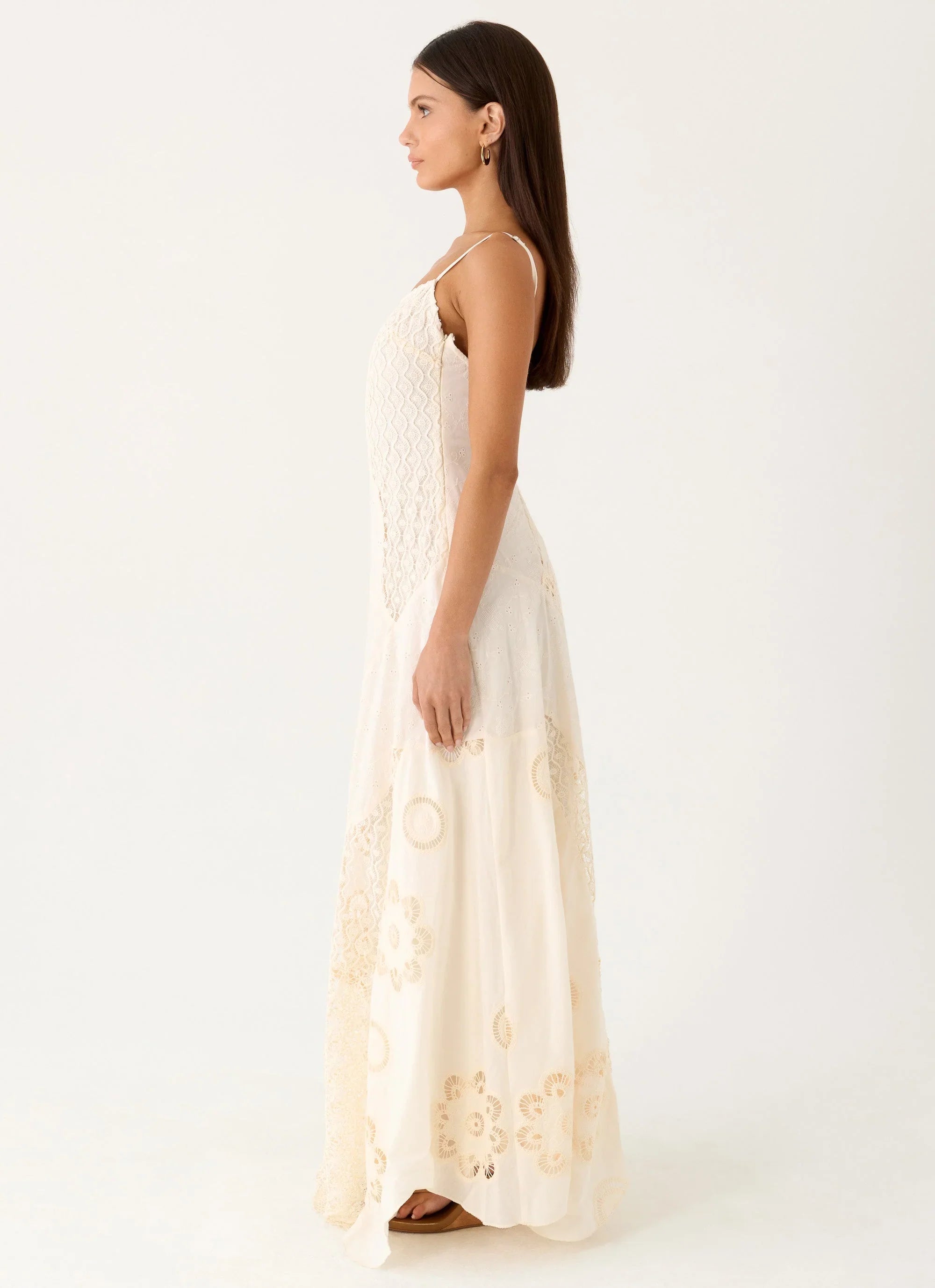 Fabienne Spliced Cotton Maxi Dress - Ivory