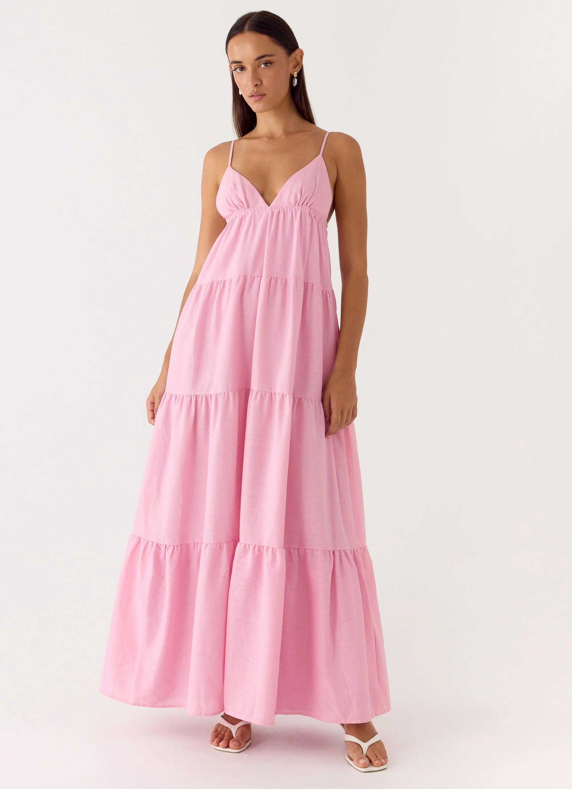 Lotty Linen Maxi Dress - Pink