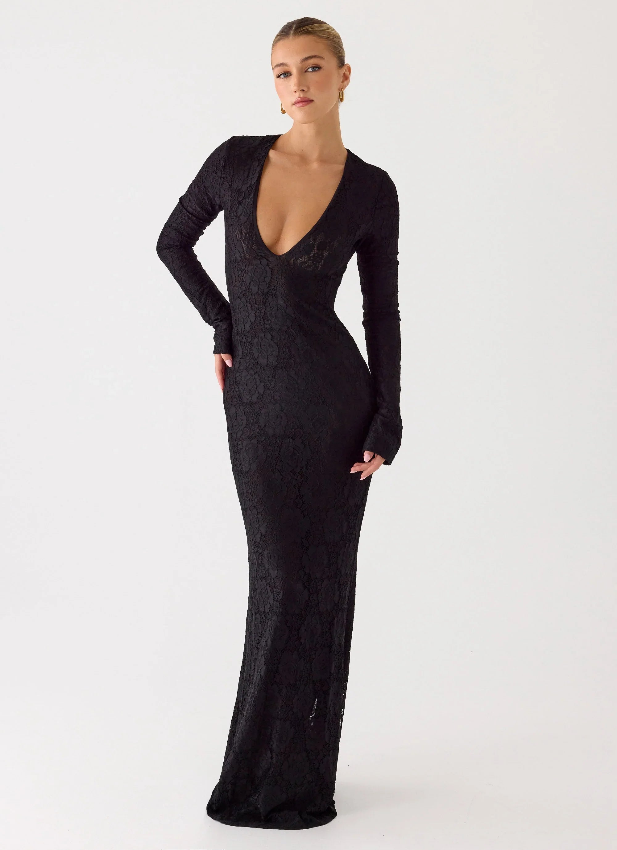 Astoria Long Sleeve Maxi Dress - Black