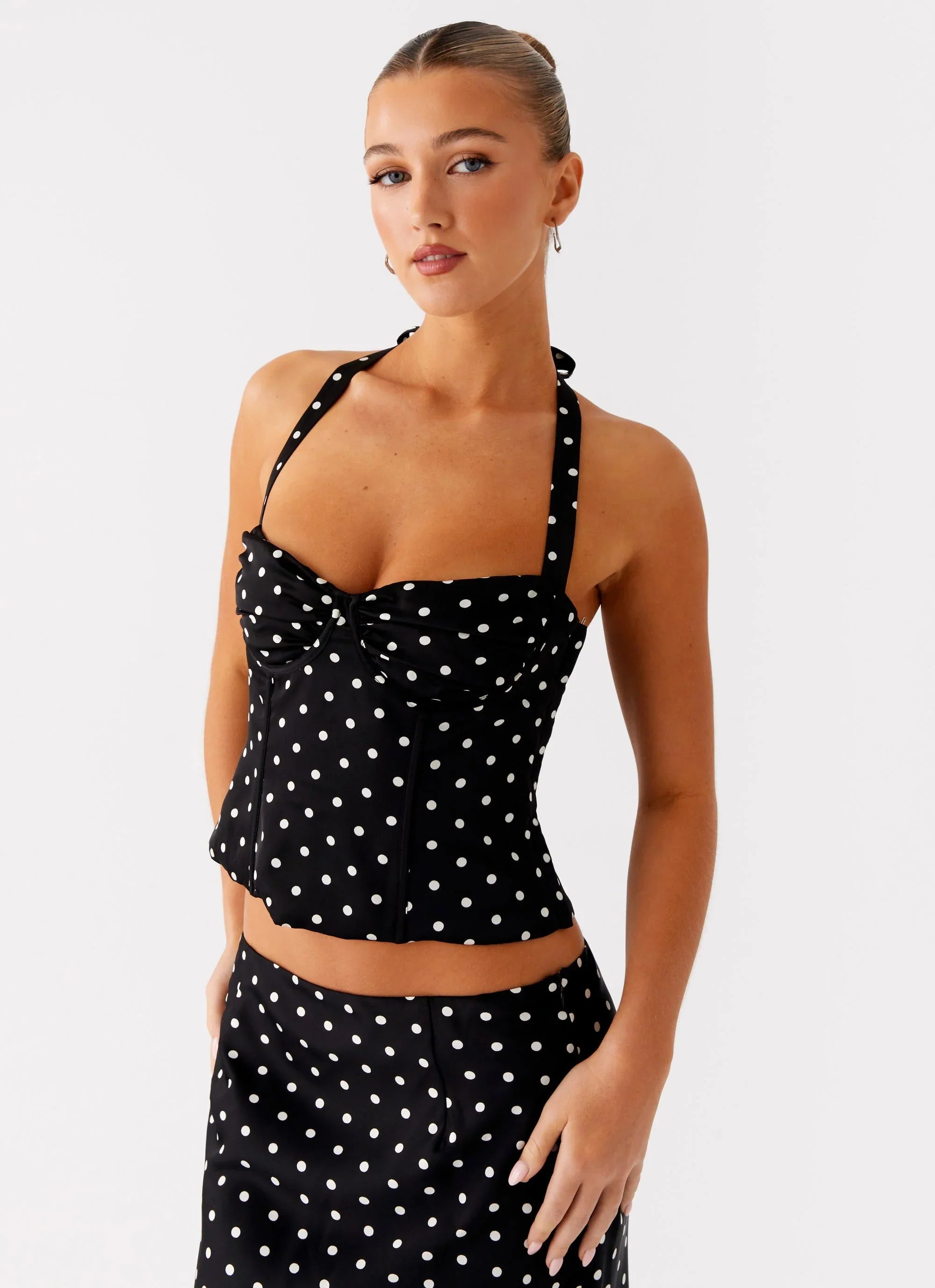 Breanne Top - Black Polka Dot