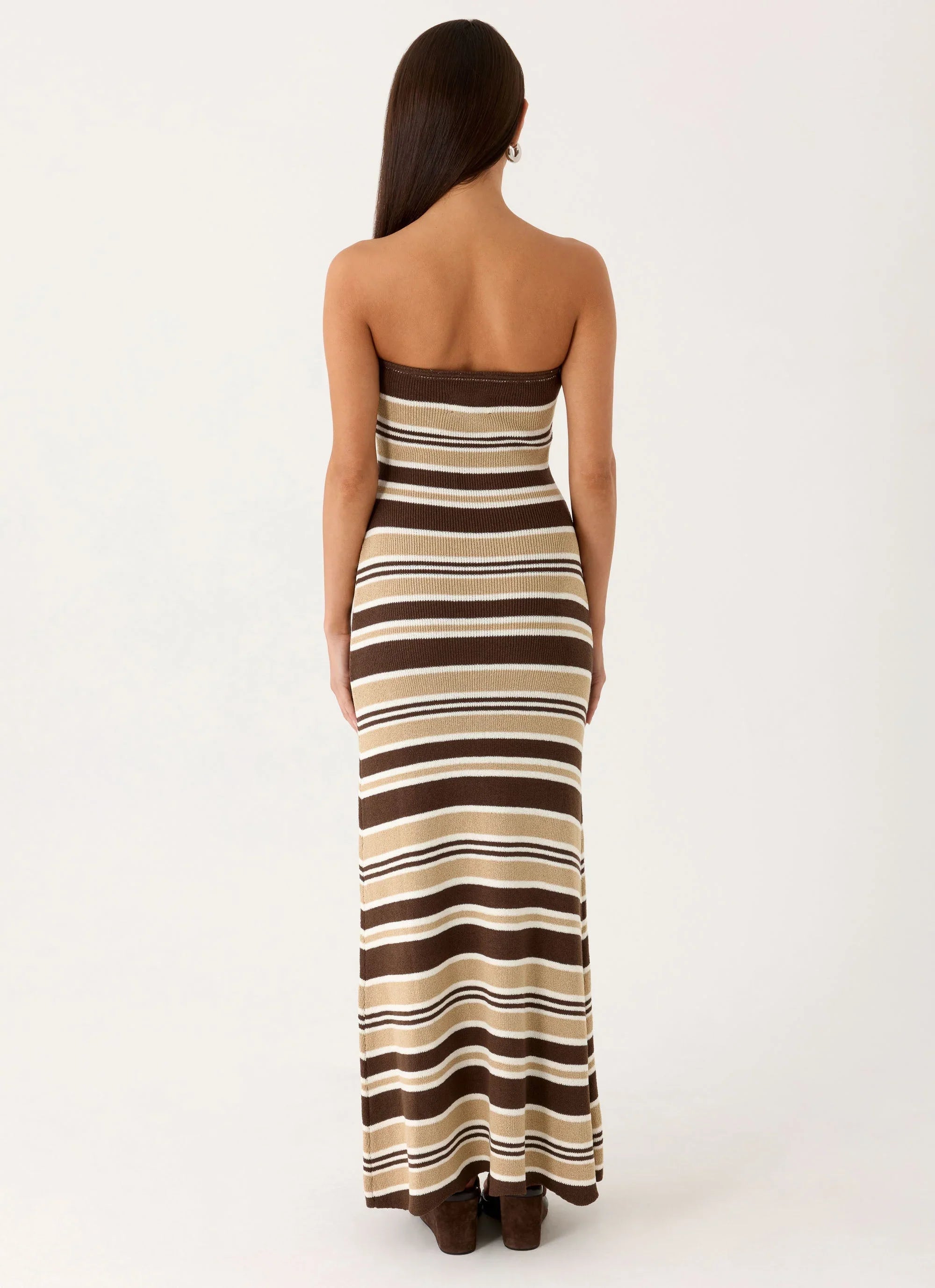 Antonie Knit Maxi Dress - Chocolate Olive Stripe